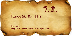 Timcsák Martin névjegykártya